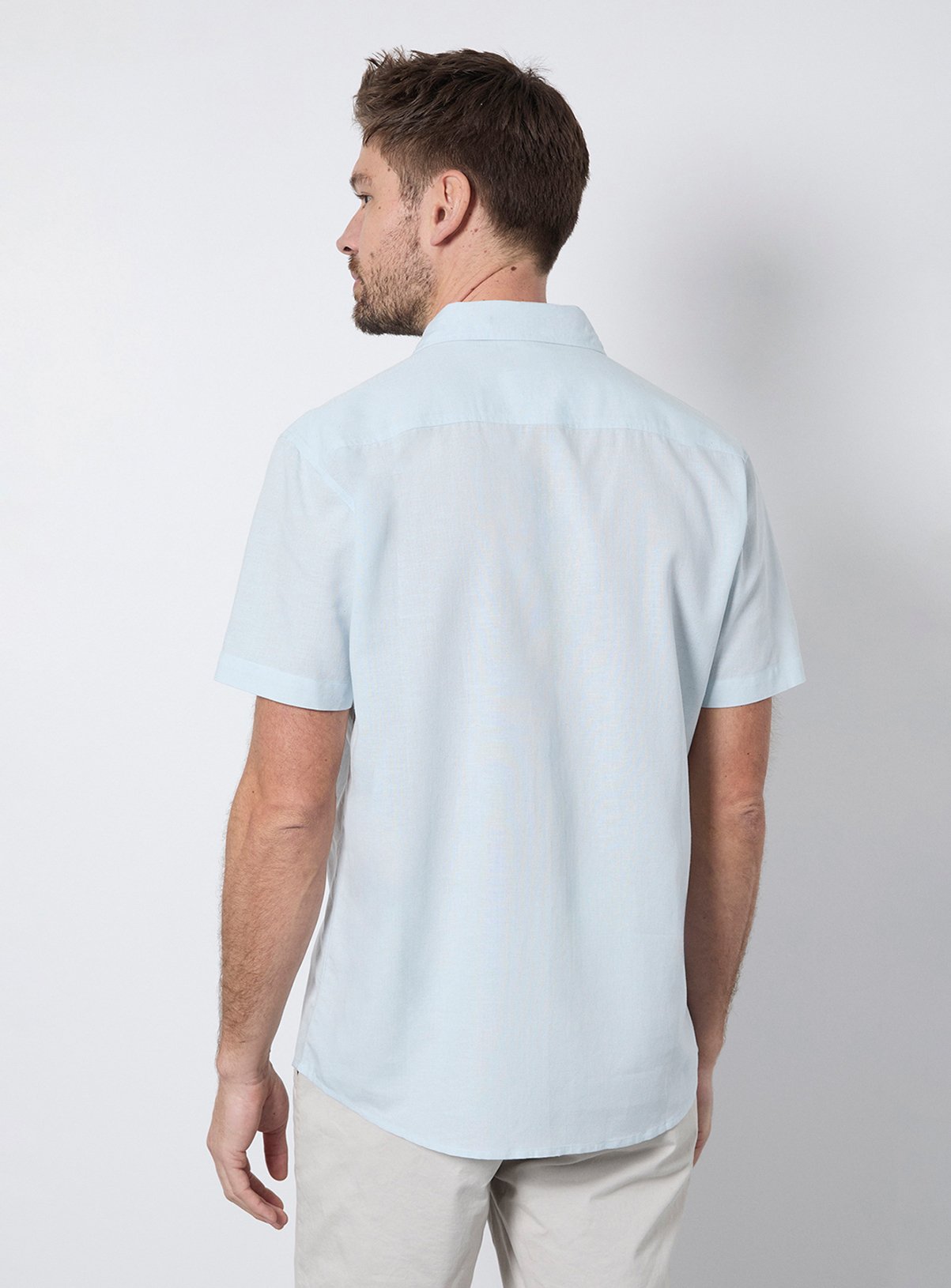 BURTON Light Blue Linen Blend Short Sleeve Shirt M - Image 3 thumbnail